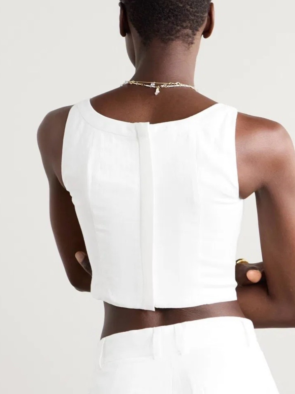 STAUD Vaga Linen White Corset Top NWT Size 0 - Picture 4 of 15
